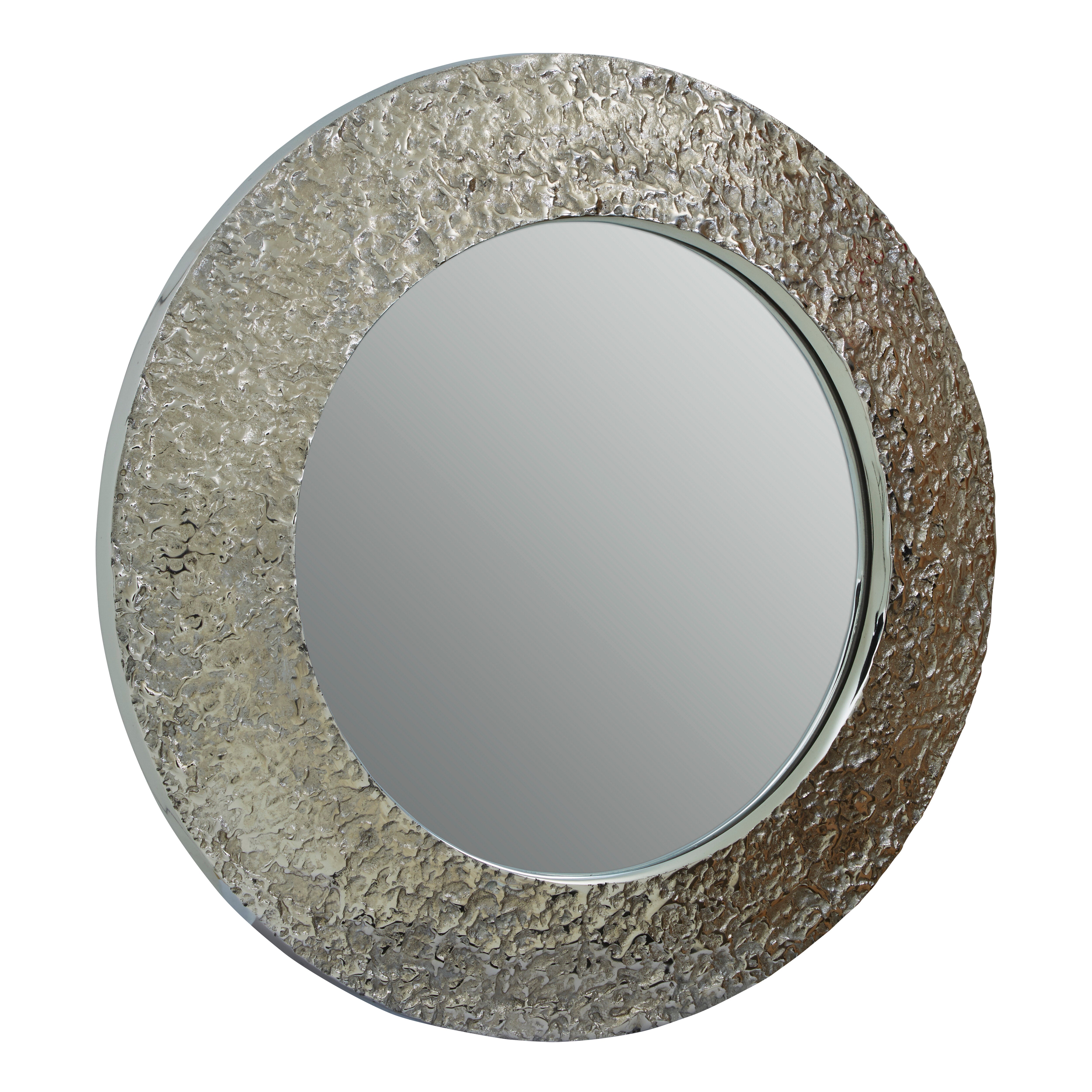 Koby Textured Nickel Round Wall Mirror